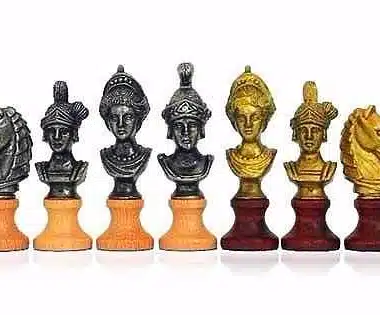 Juego de ajedrez de madera y metal "Busto Romano