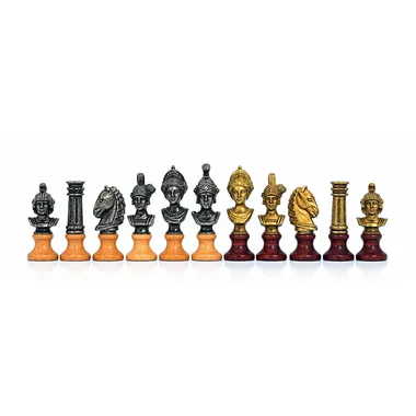 Juego de ajedrez de madera y metal "Busto Romano