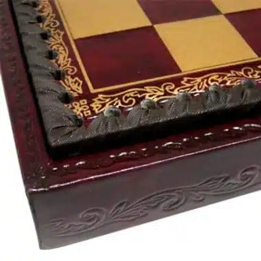Juego de ajedrez de cuero artificial Camelot King Arthur III y juego de ajedrez de metal pintado a mano - Imagen 8