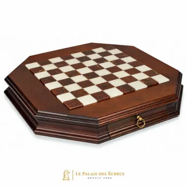 Tablero de ajedrez octogonal de madera maciza con cajón de almacenamiento
