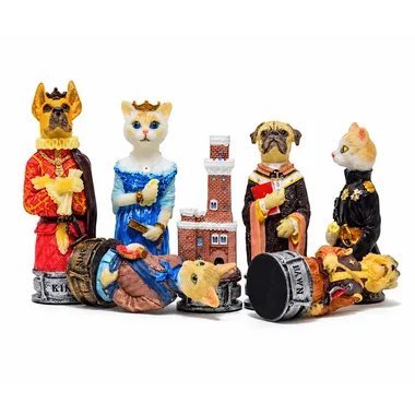 Juego de ajedrez de resina "Perros contra gatos