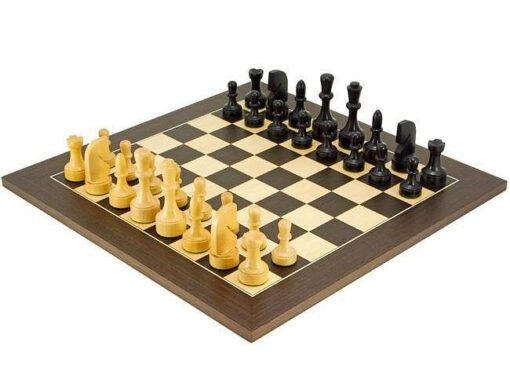 Juego de ajedrez "contemporáneo" de madera de arce y wengué y juego de ajedrez de madera de boj ebonizada