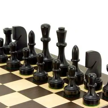 Juego de ajedrez "contemporáneo" de madera de arce y wengué y juego de ajedrez de madera de boj ebonizada