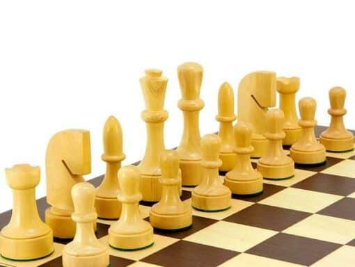 Juego de ajedrez "contemporáneo" de madera de arce y wengué y juego de ajedrez de madera de boj ebonizada