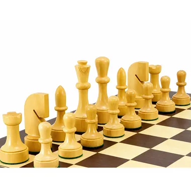 Juego de ajedrez "contemporáneo" de madera de arce y wengué y juego de ajedrez de madera de boj ebonizada