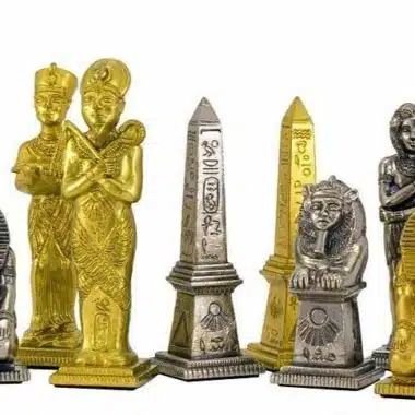 Juego de ajedrez de madera de arce "Egipto" y juego de ajedrez de metal macizo