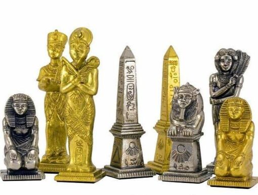 Juego de ajedrez de madera de arce "Egipto" y juego de ajedrez de metal macizo