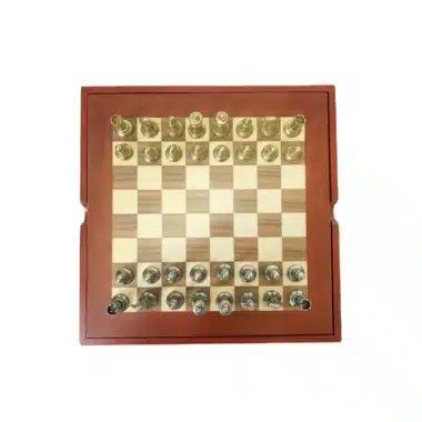 Lindo juego de ajedrez Flor XI con almacenamiento de madera de nogal y arce y juego de ajedrez de metal - Imagen 6