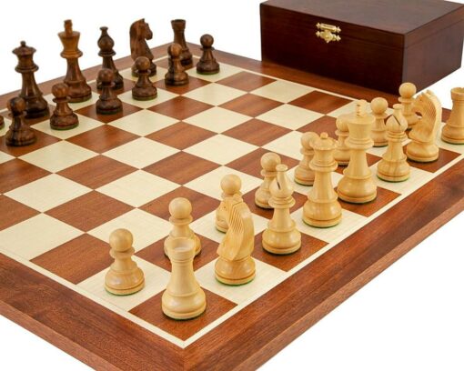 Juego de ajedrez "Gran Campeonato" de arce y caoba, juego de ajedrez de palosanto y caja de almacenamiento de madera de abedul