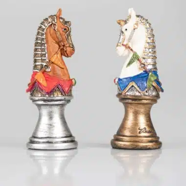 Caballos del juego Busto Medieval II, cabezas de caballo pintadas a mano en resina