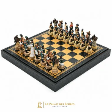 Set Napoleón Campaña de Rusia, vista general sobre tablero de símil cuero negro