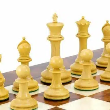 Conjunto Elite Tablero de Ajedrez de Madera de Olmo y Brezo Lacado & Juego de Ajedrez de Madera de Ébano - Imagen 3