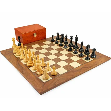 Juego de ajedrez completo Parthénon con tablero de nogal y arce y caja de almacenamiento