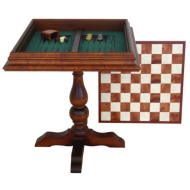 Mesa de ajedrez y backgammon "dos en uno" en raíz de Bruyère