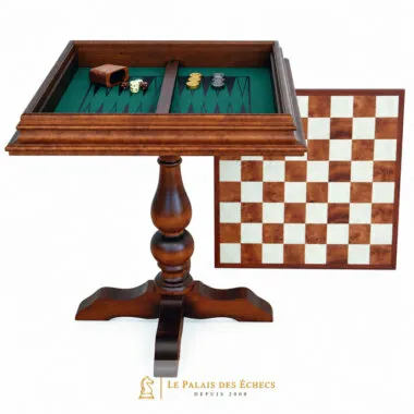 Mesa de ajedrez y backgammon "dos en uno" en raíz de Bruyère