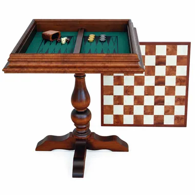 Mesa de ajedrez y backgammon "dos en uno" en raíz de Bruyère