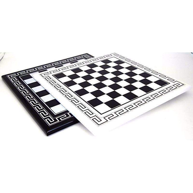 Tablero de ajedrez griego de madera, blanco o negro
