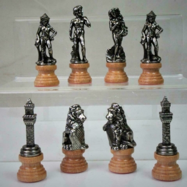 Alternative view of Conjunto Florentino II Tablero de Ajedrez en Similcuero & Juego de Ajedrez en Madera y Metal Macizo