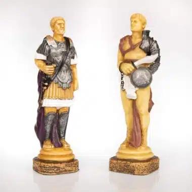 Juego de ajedrez de cuero genuino Spartacus I y juego de ajedrez de resina pintado a mano - Imagen 6