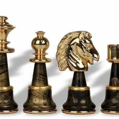 Juego de Ajedrez de Madera y Latón Macizo Chapado en Oro y Plata Staunton Fantasy XL - Imagen 3