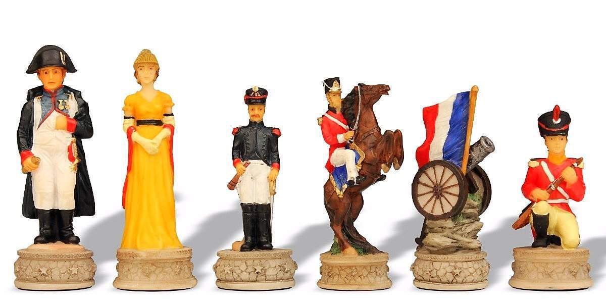 Conjunto Batalla de Waterloo II Tablero de Ajedrez de Rosa con Cajón de Almacenamiento & Juego de Ajedrez de Resina Pintado a Mano - Imagen 6