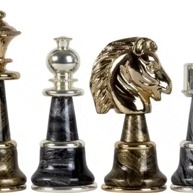 Juego de Ajedrez de Madera y Latón Macizo Chapado en Oro y Plata Staunton Fantasy XL