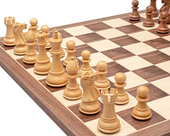 Juego de ajedrez clásico de madera de acacia del siglo XVIII y tablero de ajedrez de madera de arce - Imagen 4