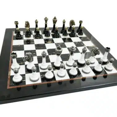 Juego de ajedrez de mármol blanco y negro Staunton Design X