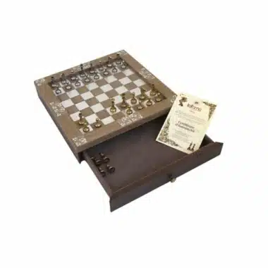 Alternative view of Juego de ajedrez de madera Arabesque con cajón de almacenamiento y juego de ajedrez de metal Staunton
