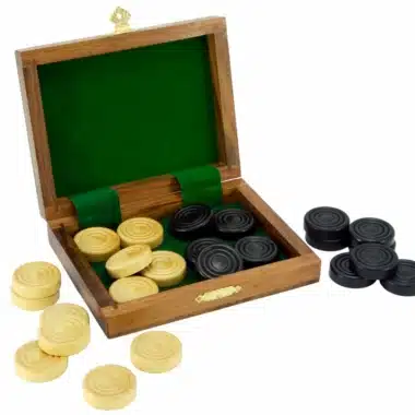 Juego de damas de madera de sheesham y boj
