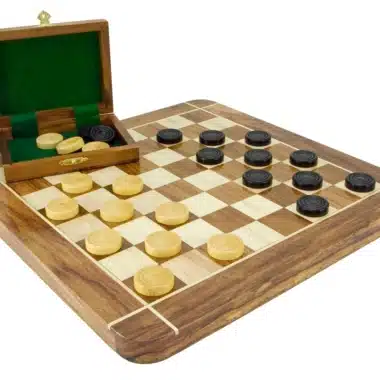 Juego de damas de madera de sheesham y boj
