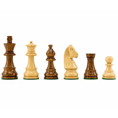 Juego de ajedrez Staunton en madera de sheesham y boj, piezas alineadas