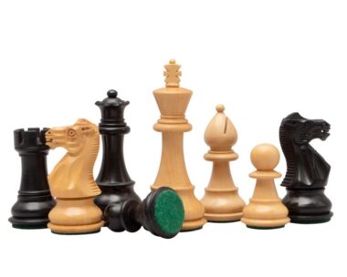 Juego de ajedrez Staunton clásico de madera de boj y madera de boj ebonizada