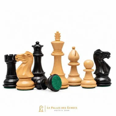 Juego de ajedrez Staunton clásico de madera de boj y madera de boj ebonizada