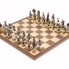 Juego de ajedrez de resina Napoleón contra Rusia y tablero de ajedrez de madera de arce y nogal