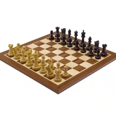 Tablero de ajedrez de caoba de Leningrado y juego de ajedrez de madera de boj ebonizada