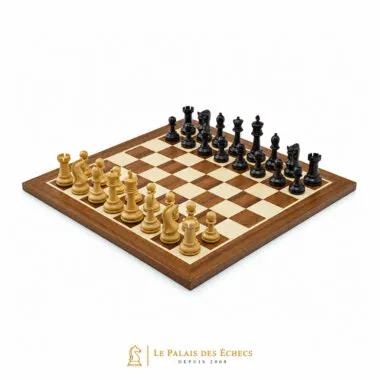 Juego de ajedrez Leningrad completo, piezas de madera ebonizada sobre tablero de caoba