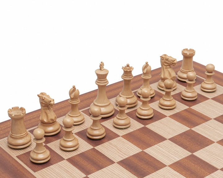 Juego de Ajedrez Clásico Windsor - Tablero de madera de Caoba y Abeto & Piezas de Madera de Boxwood y Ébano - Imagen 2