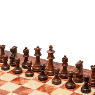 Modica Italian Deluxe Chess Set - Tablero de ajedrez de madera de olmo y arce y piezas de boj y palisandro