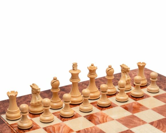 Modica Italian Deluxe Chess Set - Tablero de ajedrez de madera de olmo y arce y piezas de boj y palisandro