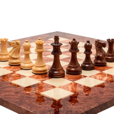 Modica Italian Deluxe Chess Set - Tablero de ajedrez de madera de olmo y arce y piezas de boj y palisandro