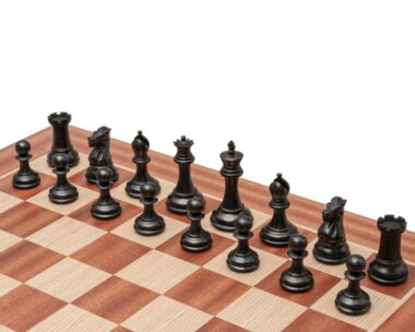 Juego de ajedrez Staunton Sovereign - Tablero de ajedrez de madera de caoba y abedul y piezas de madera de boj ebonizada