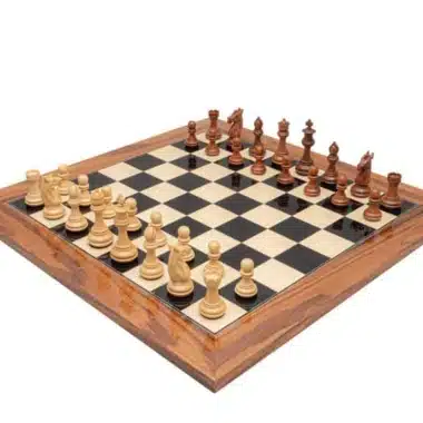 Juego de ajedrez Trapani - Tablero de anegre negro y palo de rosa y piezas de acacia y boj