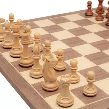 Juego de ajedrez Trapani - Tablero de ajedrez de arce y nogal y piezas de acacia y boj