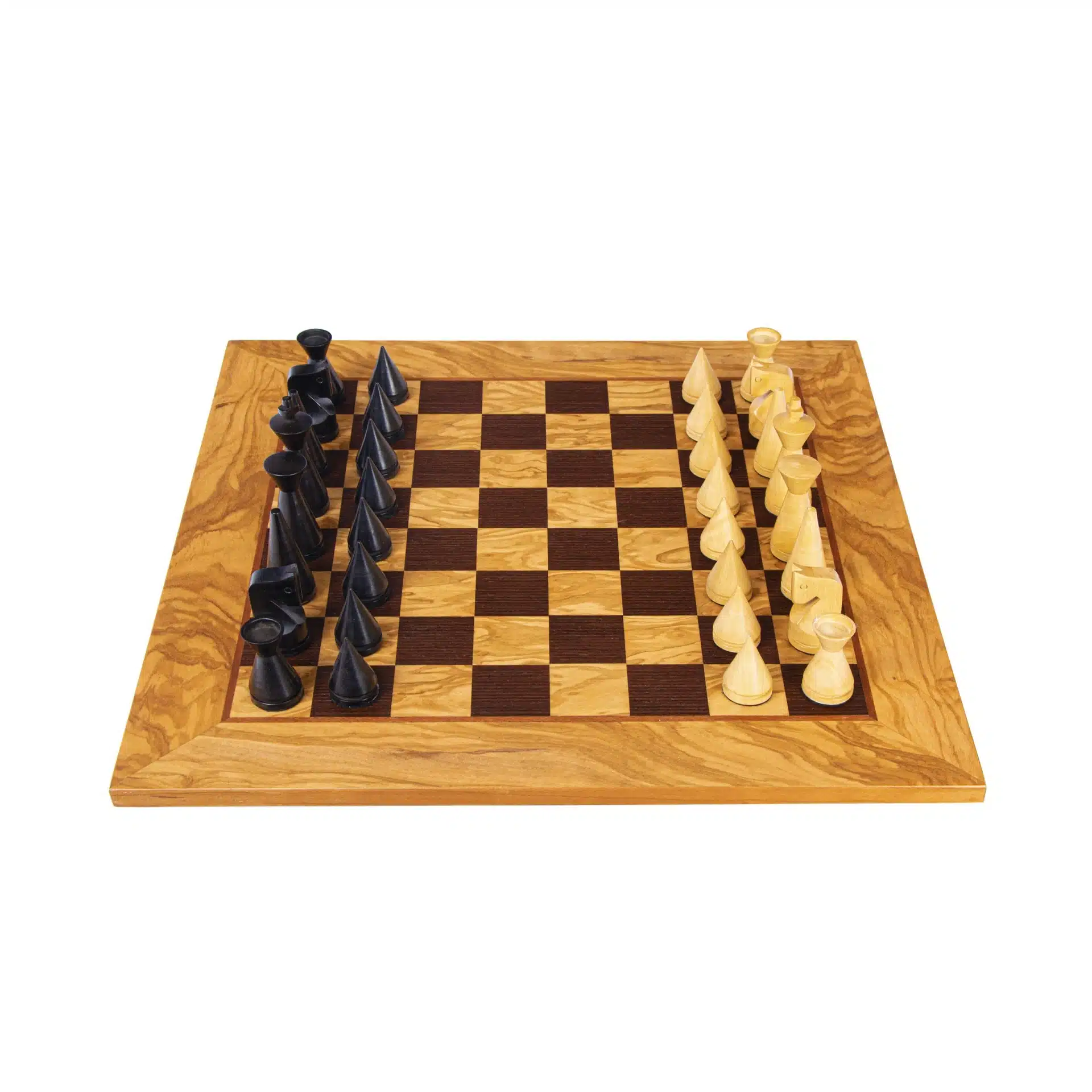 Juego de Ajedrez Moderno en Madera de Rosa y Tablero en Raíz de Olivo con Almacenamiento - Imagen 7