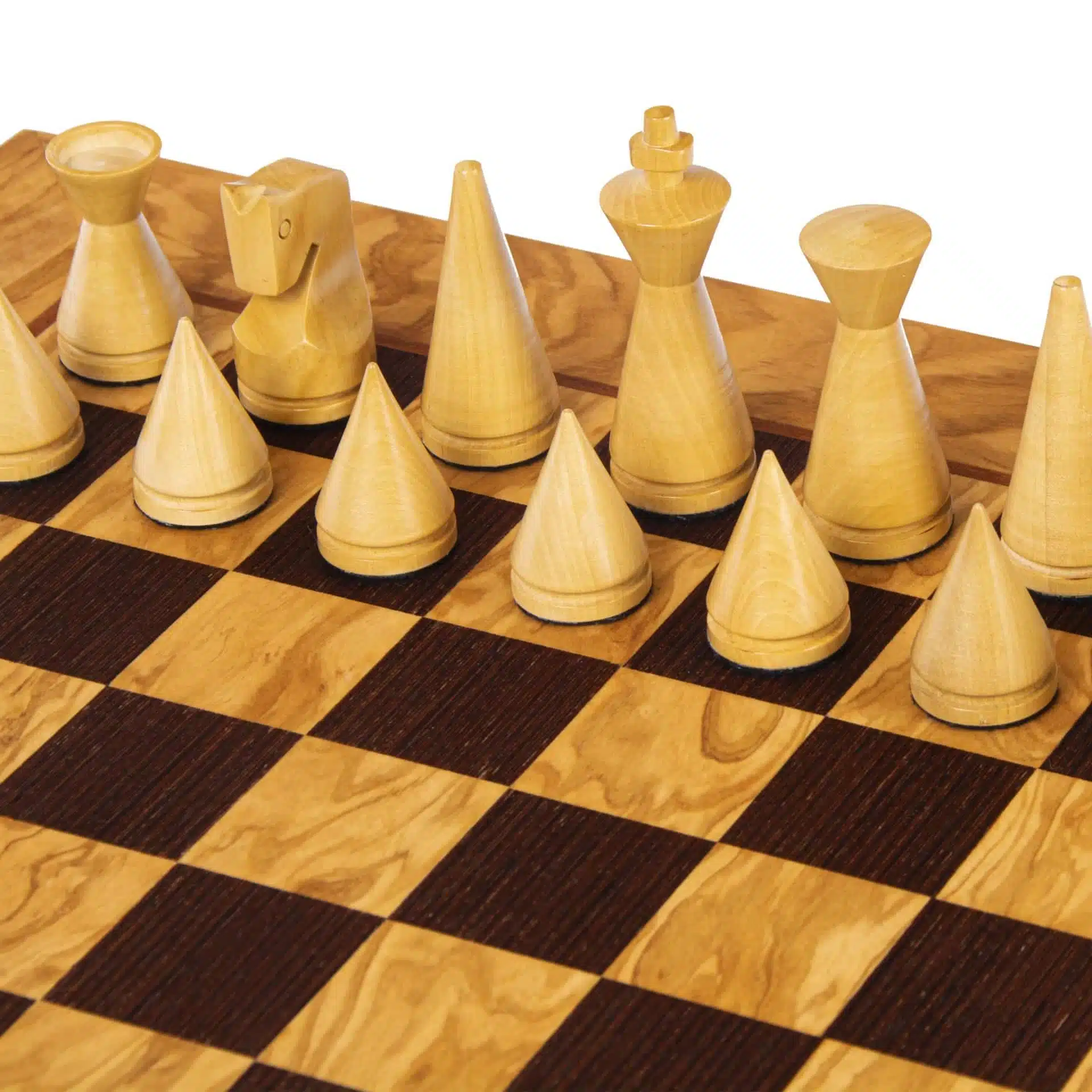 Juego de Ajedrez Moderno en Madera de Rosa y Tablero en Raíz de Olivo con Almacenamiento - Imagen 3