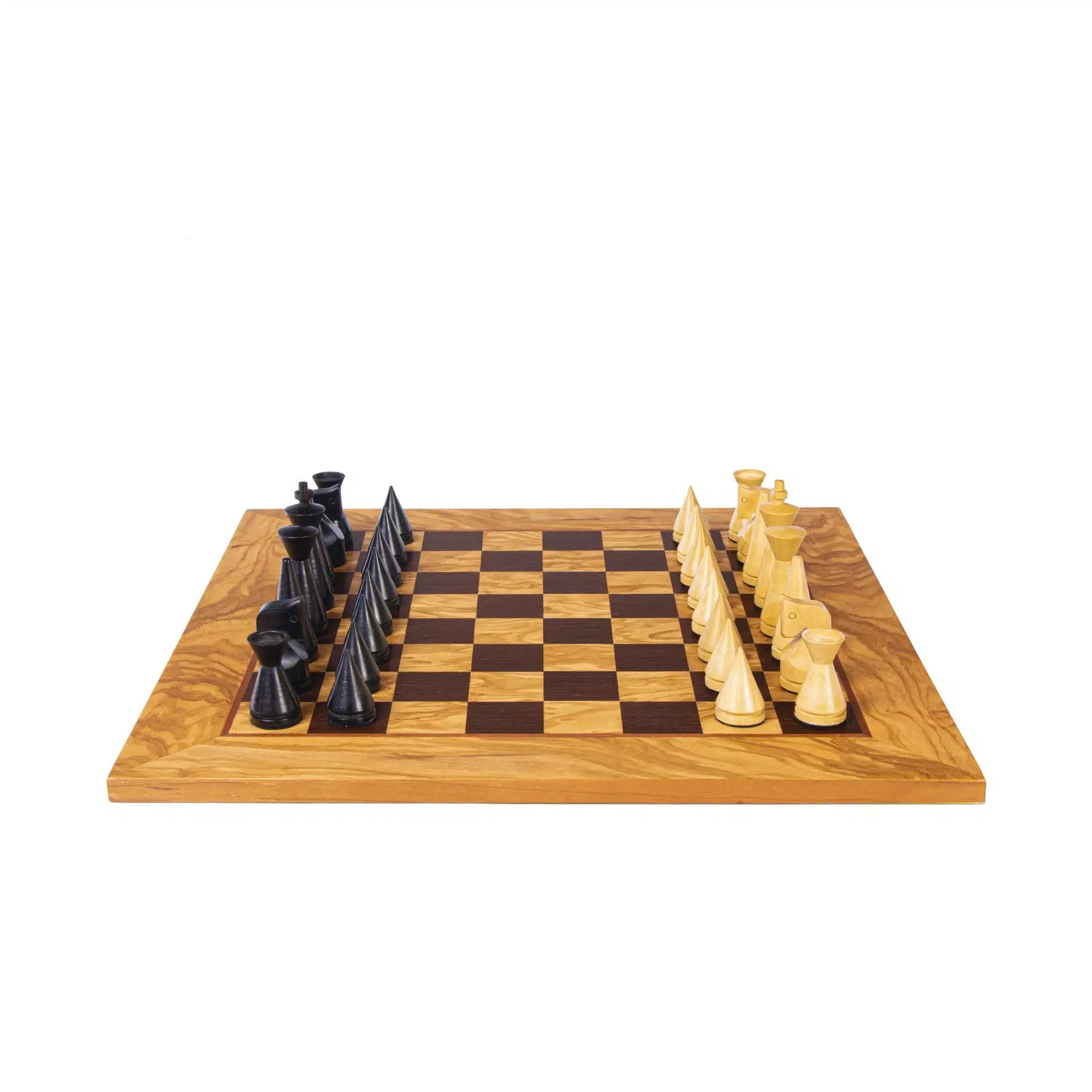Juego de Ajedrez Moderno en Madera de Rosa y Tablero en Raíz de Olivo con Almacenamiento - Imagen 8
