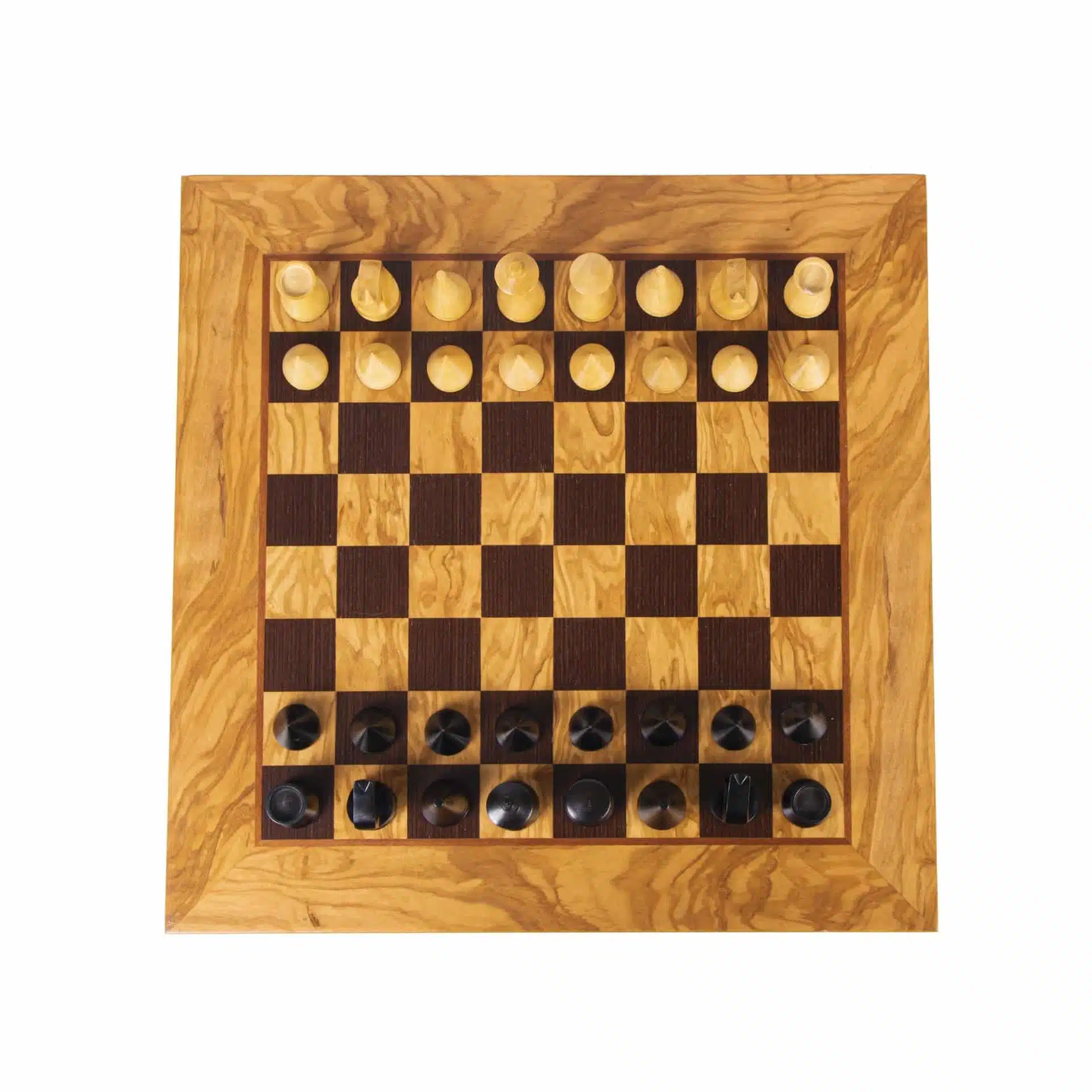 Juego de Ajedrez Moderno en Madera de Rosa y Tablero en Raíz de Olivo con Almacenamiento - Imagen 6