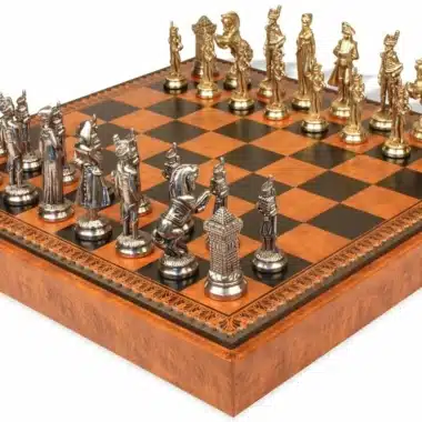 Gran juego de ajedrez Napoleón VII con almacén y juego de ajedrez de metal