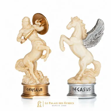 Piezas Centauro y Pegaso, figuras mitológicas pintadas a mano